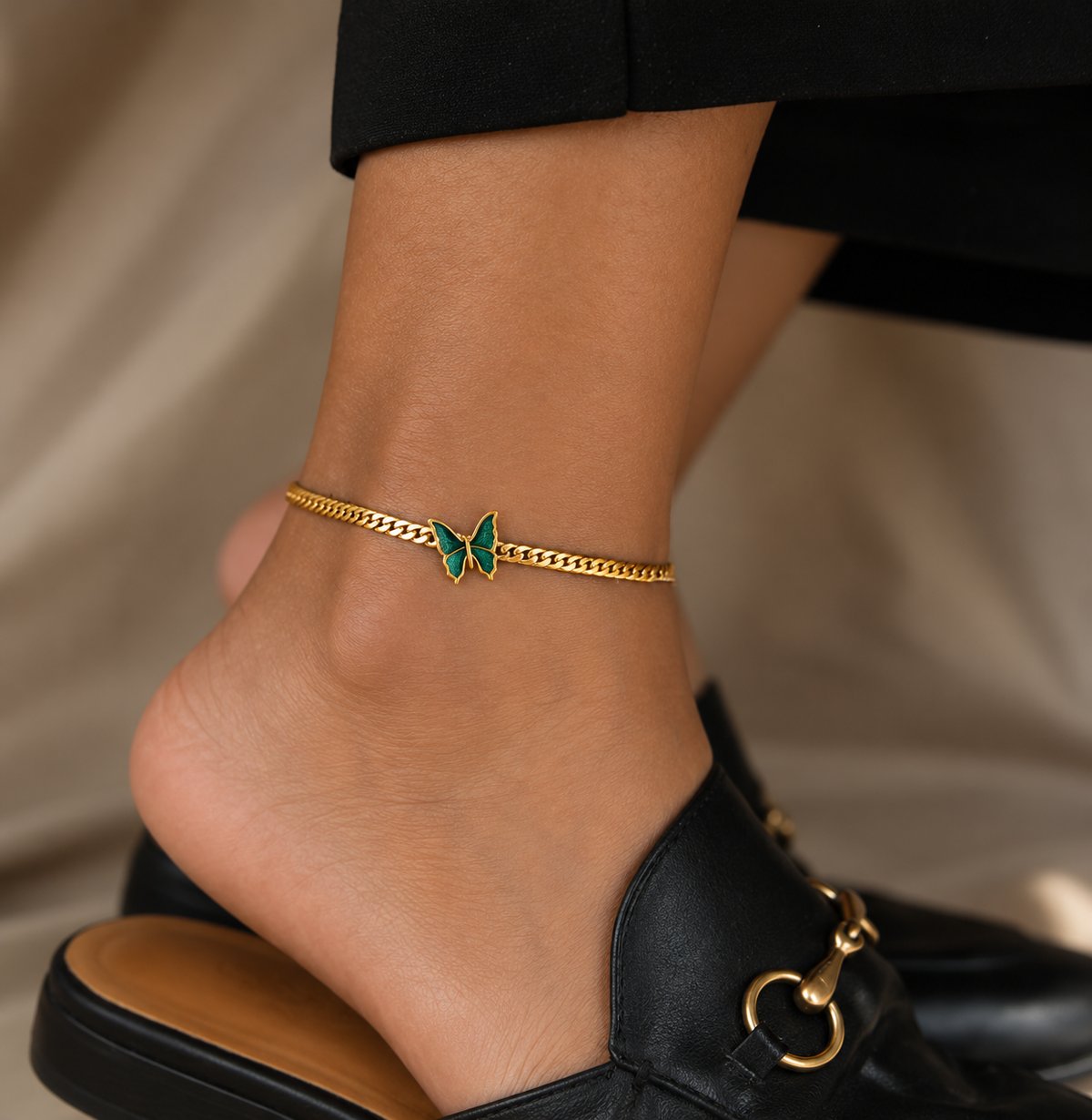 Titanium Butterfly Anklet Chain