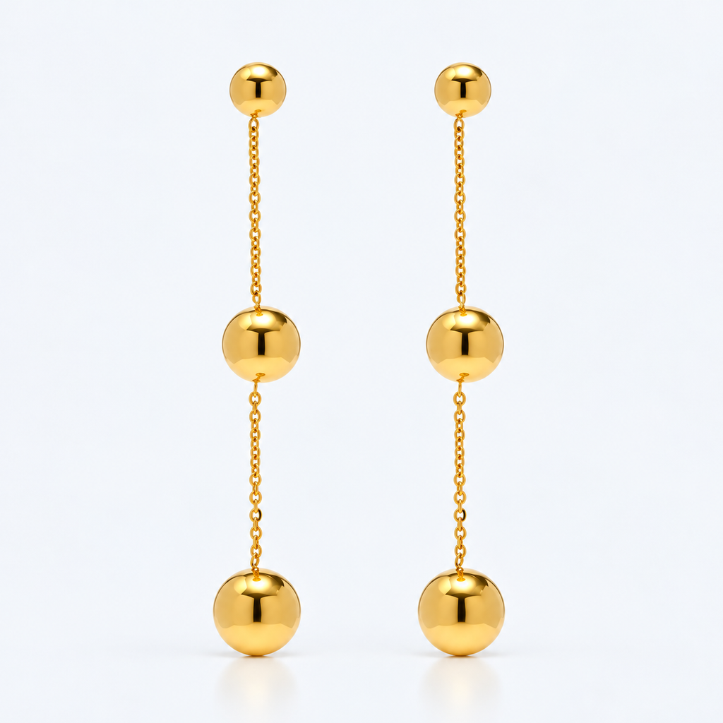 18K Gold Plated Irregular Bead Ball Drop Earrings