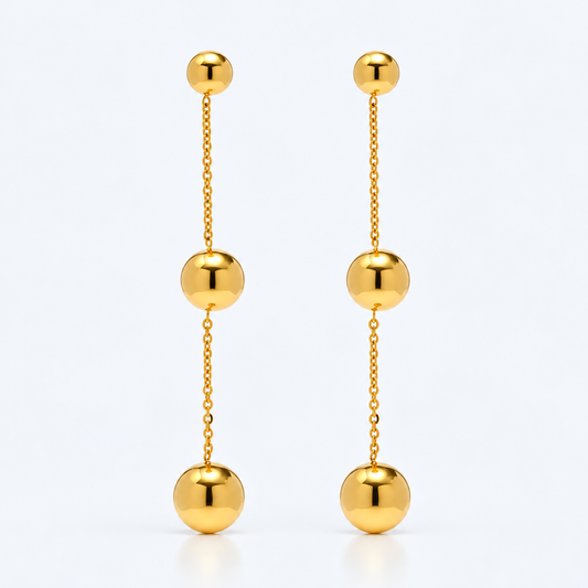18K Gold Plated Irregular Bead Ball Drop Earrings