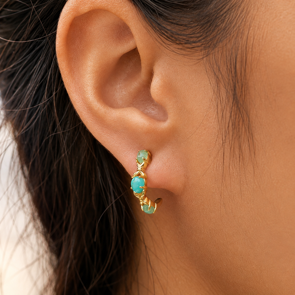 Celestial Tide Amazonite C-Hoop Earrings