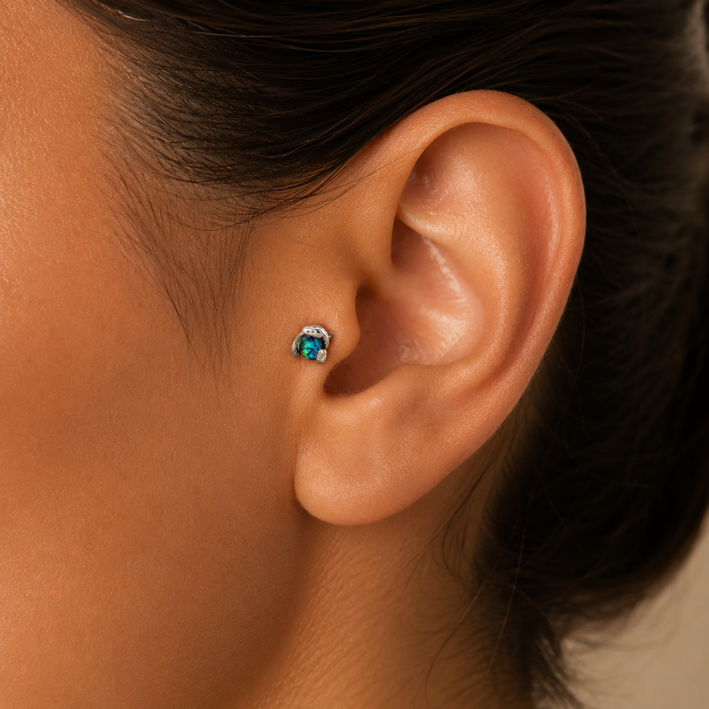 Moonlit Serpent Flat Back Tragus Stud