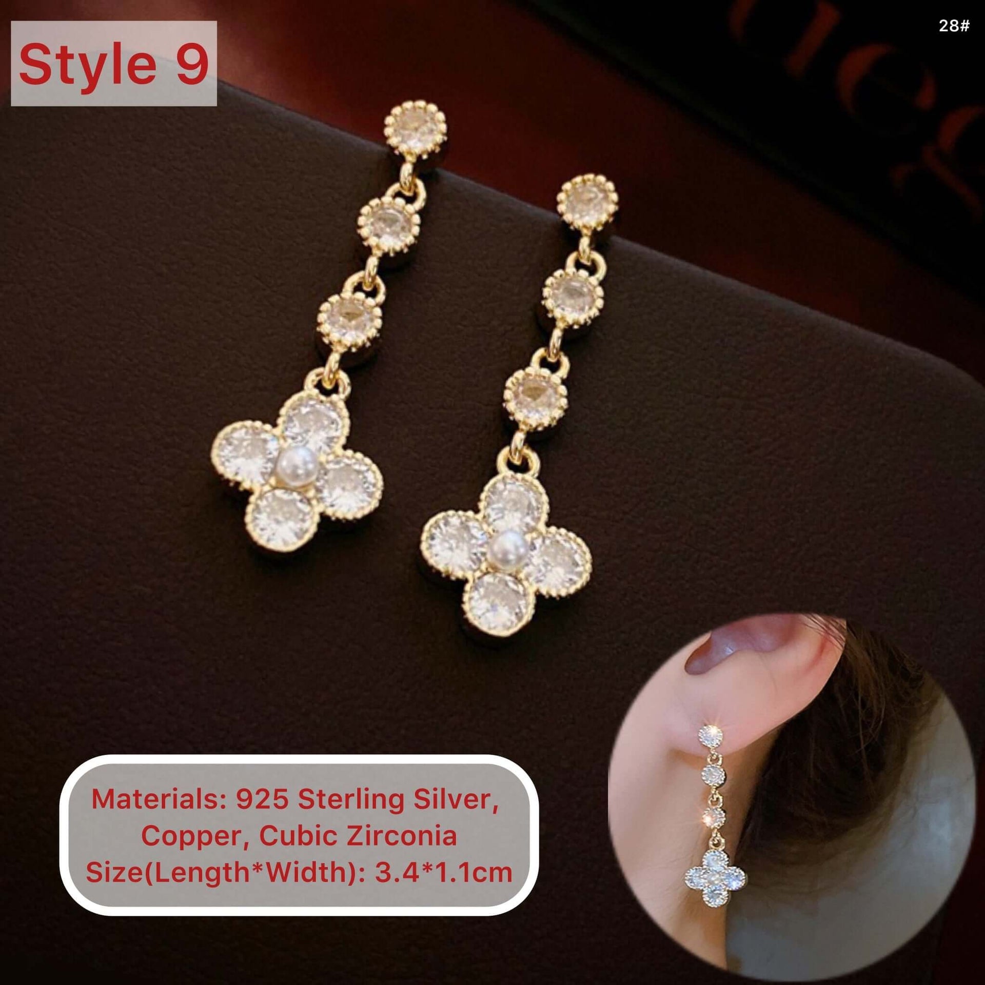 18K Gold Plated 4 Leaf Clover Earrings