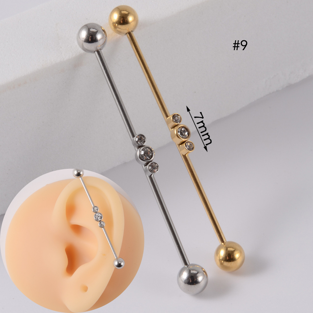 16G Gold & Silver Geometry Double Industrial Barbell Bar | DL2311