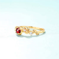 Elegant Rose Red Garnet Capricorn Ring 