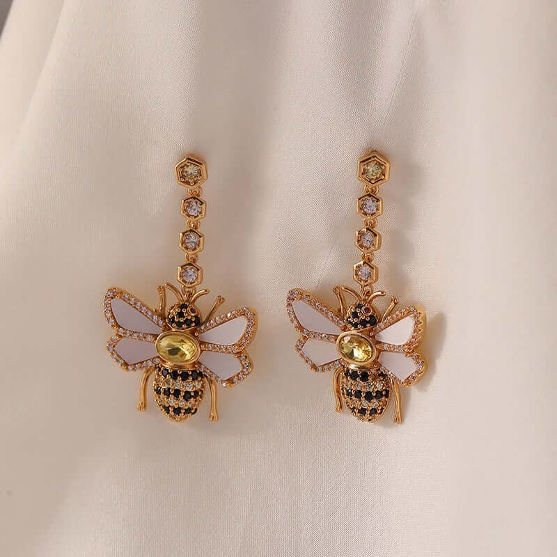 925 Silver Bee Dangle Earrings