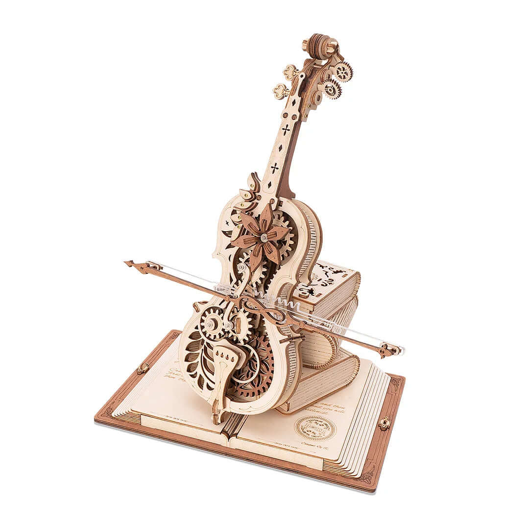 Magic Cello Mechanical Music Box, Creative 3D Wooden Puzzle
