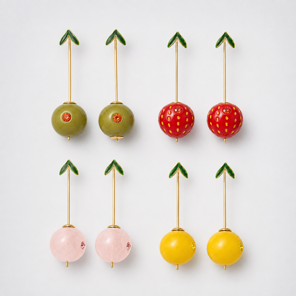 Sweet Harvest Strawberry Fruit Drop Earrings