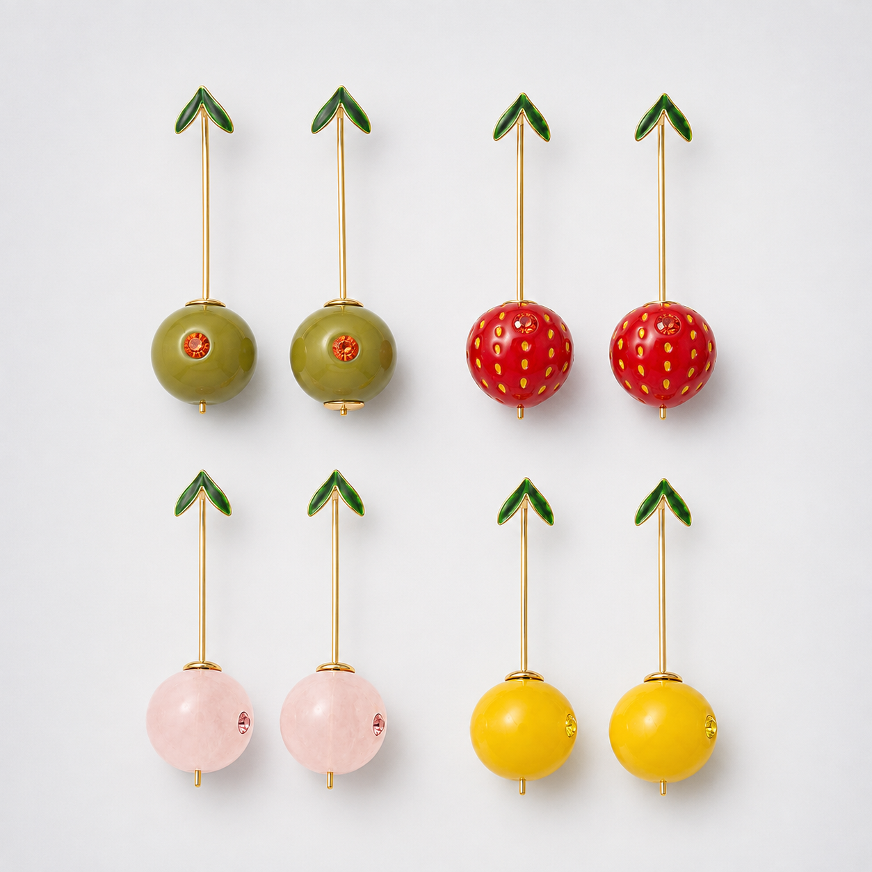 Sweet Harvest Strawberry Fruit Drop Earrings