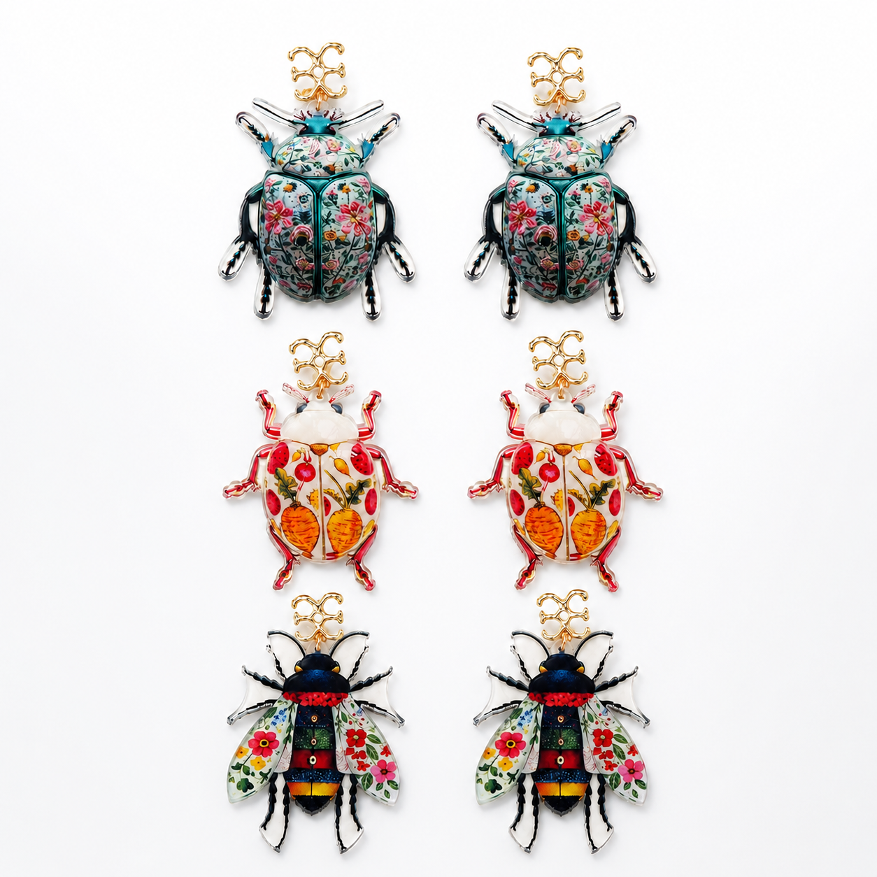 Quirky Acrylic Insect Earrings