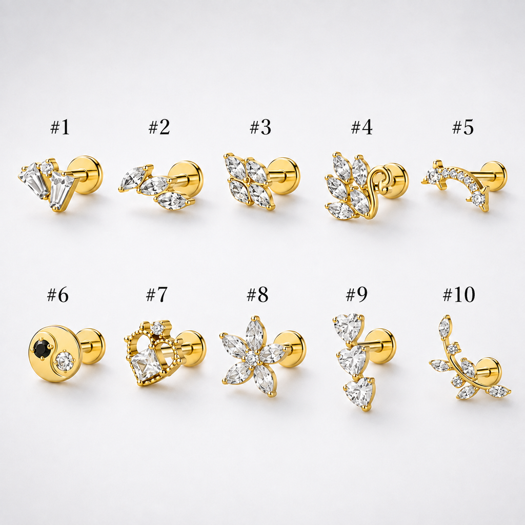 Swan Threaded Screw Flat Back Earrings