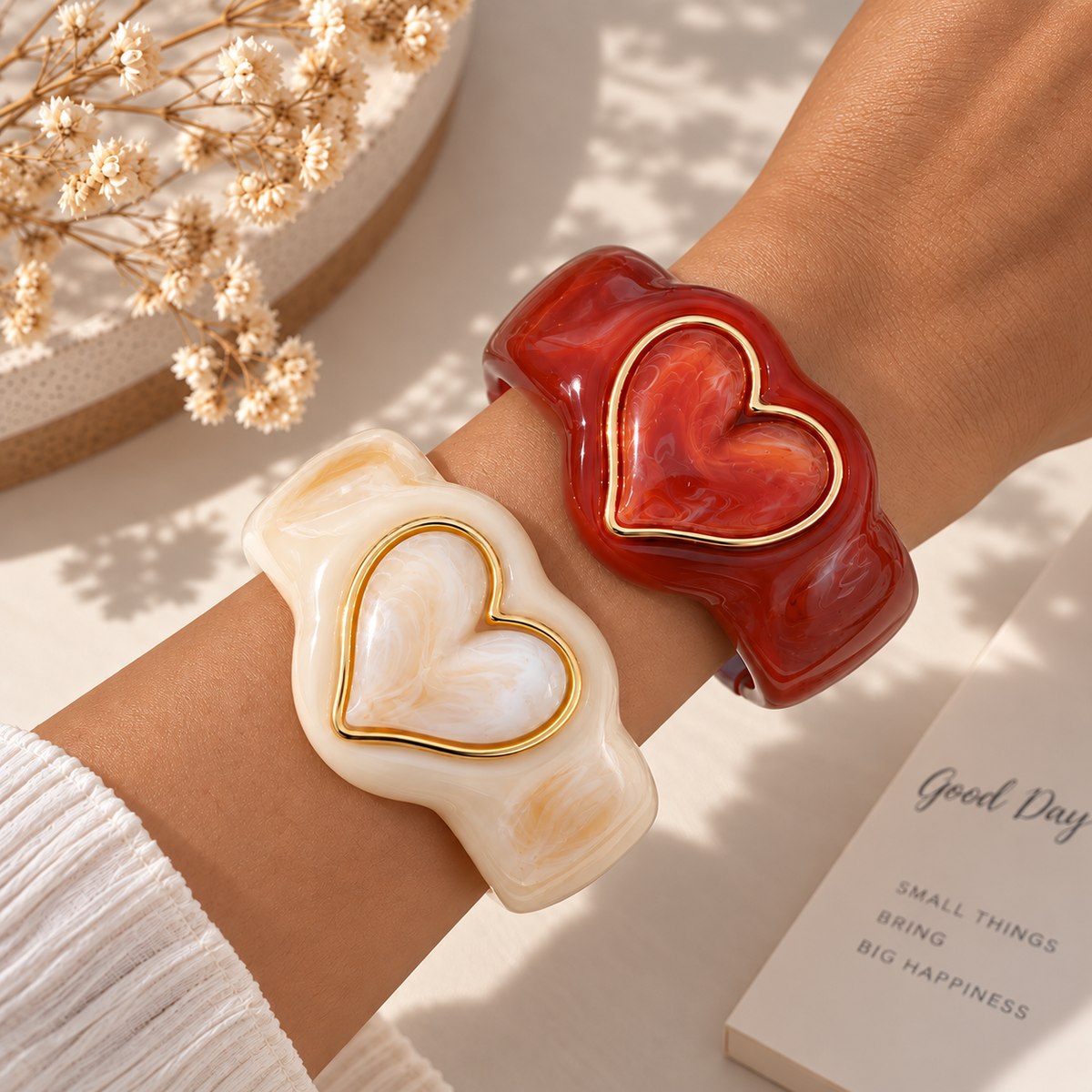 Sweetheart Chunky Resin Heart Bangle