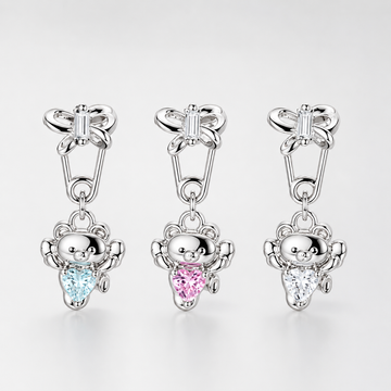 Sweet Hug Bear Heart Titanium Helix Earring