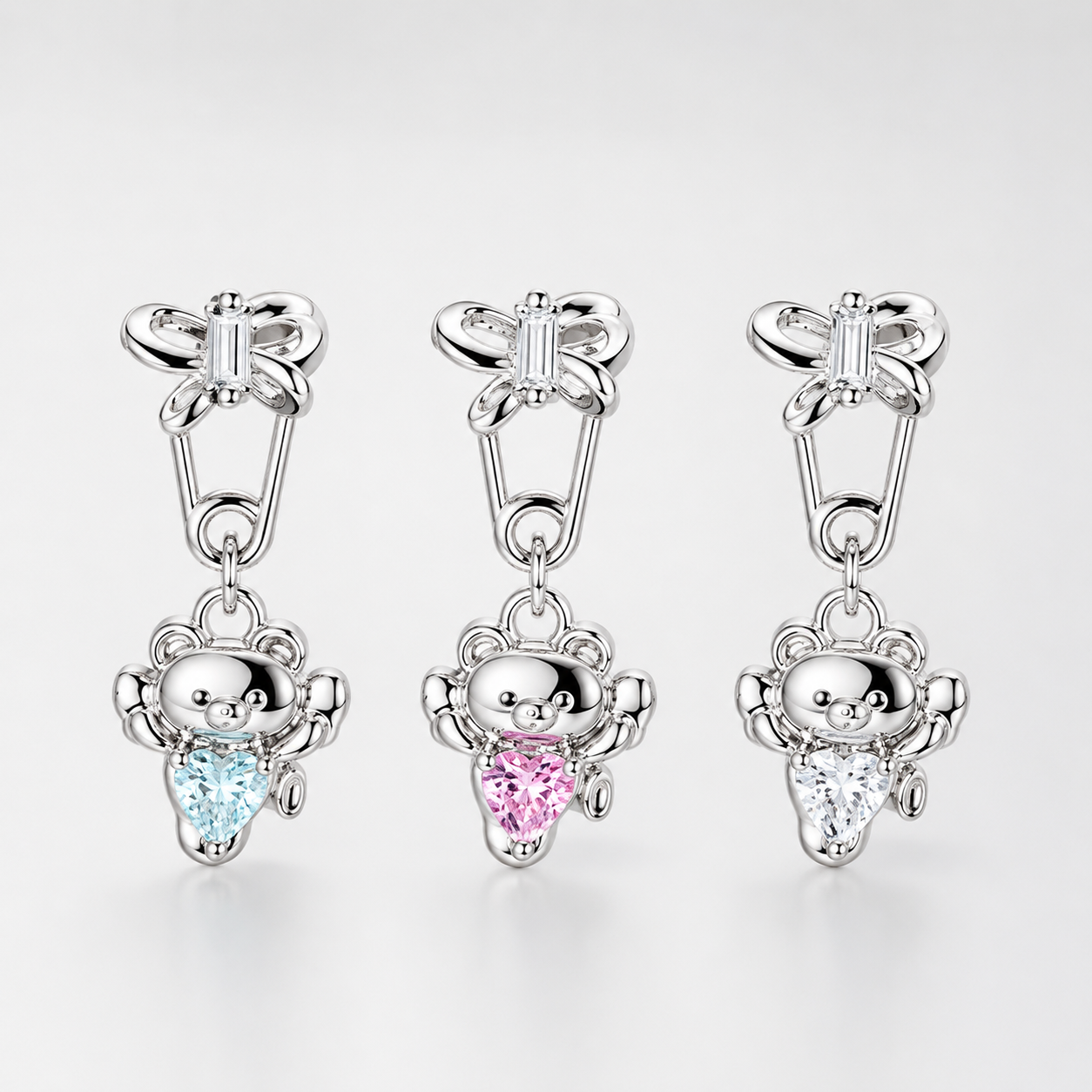 Sweet Hug Bear Heart Titanium Helix Earring