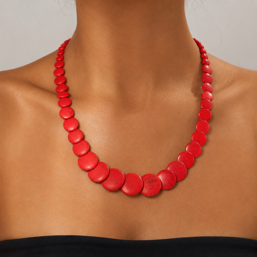 Rainbow Chess Statement Beads Necklace