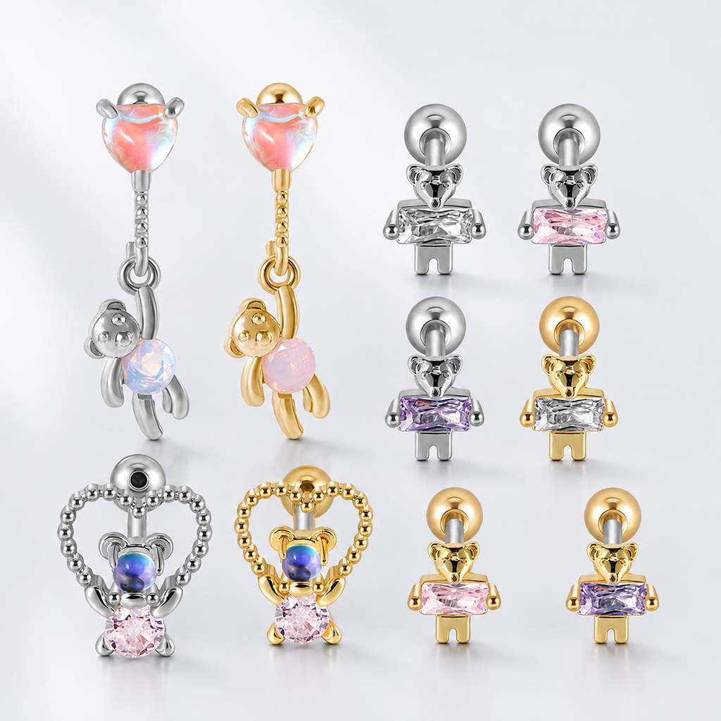 Hugging Bear Hypoallergenic Conch Earrings