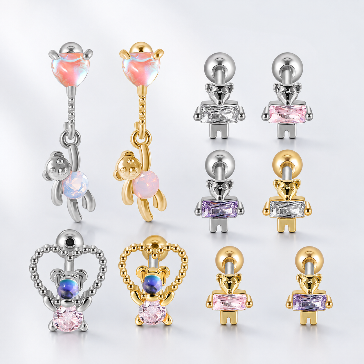 Hugging Bear Hypoallergenic Conch Earrings