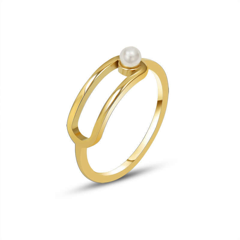 18K Gold Pearl Safety Pin Rings