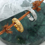 18K Vintage Gold 3D Carved Sun Moon Ring