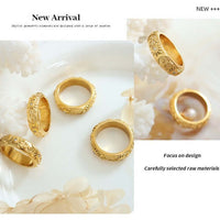 18K Vintage Gold 3D Carved Sun Moon Ring