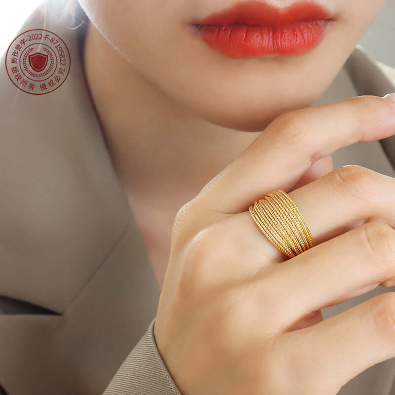 18K Gold Crossover Layered Thumb Ring