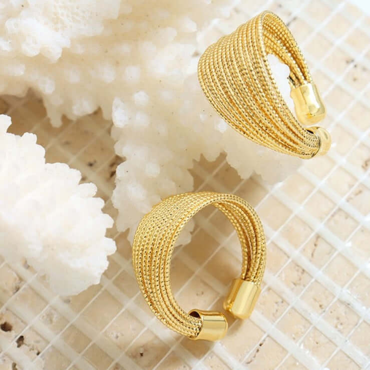 18K Gold Crossover Layered Thumb Ring