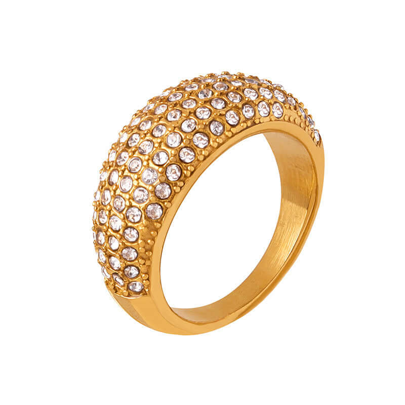 18K Gold Sparkly Pave Dome Ring
