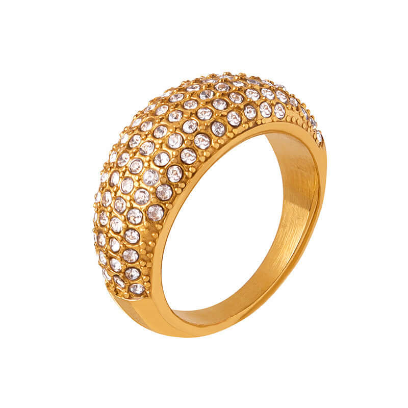 18K Gold Sparkly Pave Dome Ring