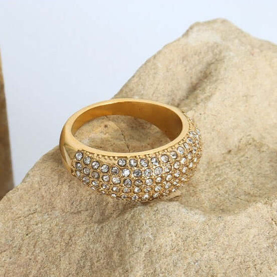 18K Gold Sparkly Pave Dome Ring