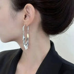 Stylish Geometric Tassel Hoop Earrings, Geometric Earrings | A7886