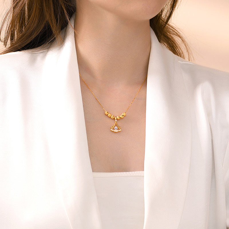 14K Gold Plated Ginkgo Leaf Chain Necklace | A8240