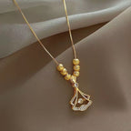 14K Gold Plated Ginkgo Leaf Chain Necklace | A8240