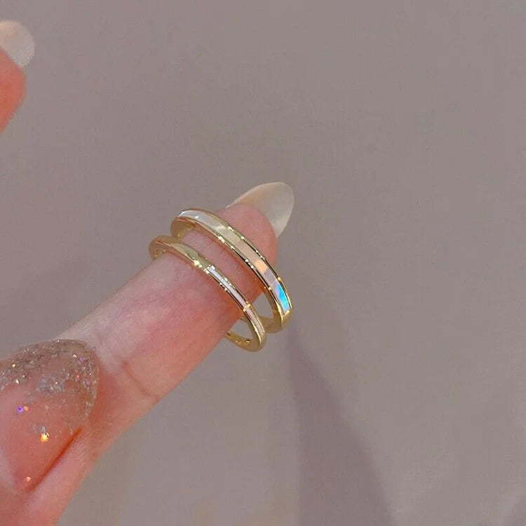 Conch Shell Layer Stacking Ring Ring, Dainty Zircon Ring | A8385