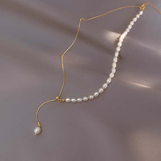 Elegant Freshwater Pearl Lariat Necklace | A8432