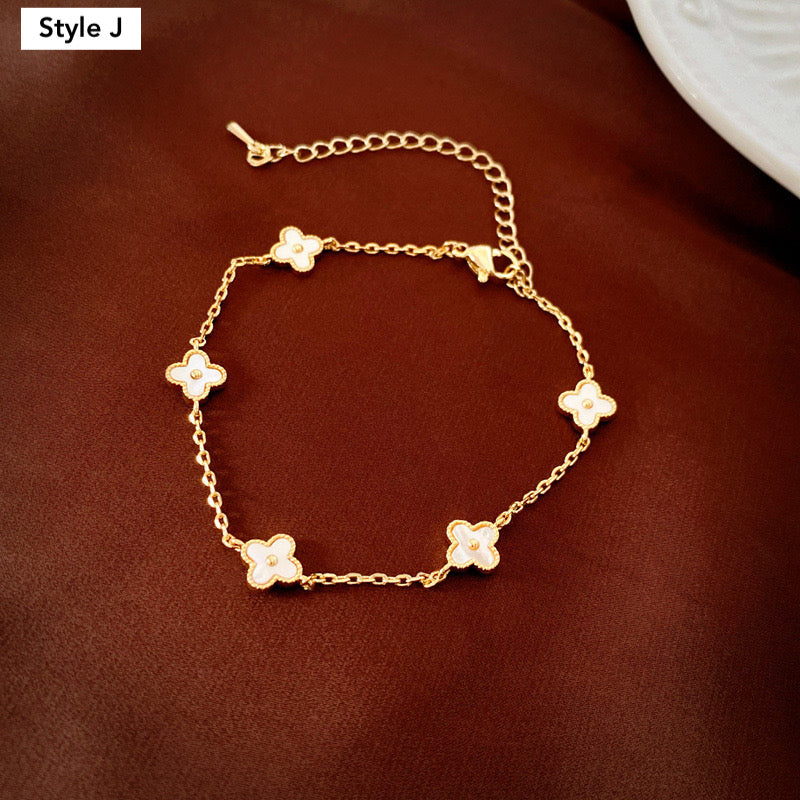 14K Gold Plated Four Leaf Clover Bracelet