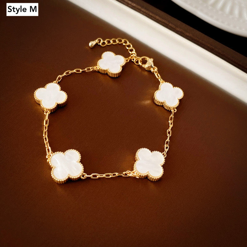 14K Gold Plated Four Leaf Clover Bracelet