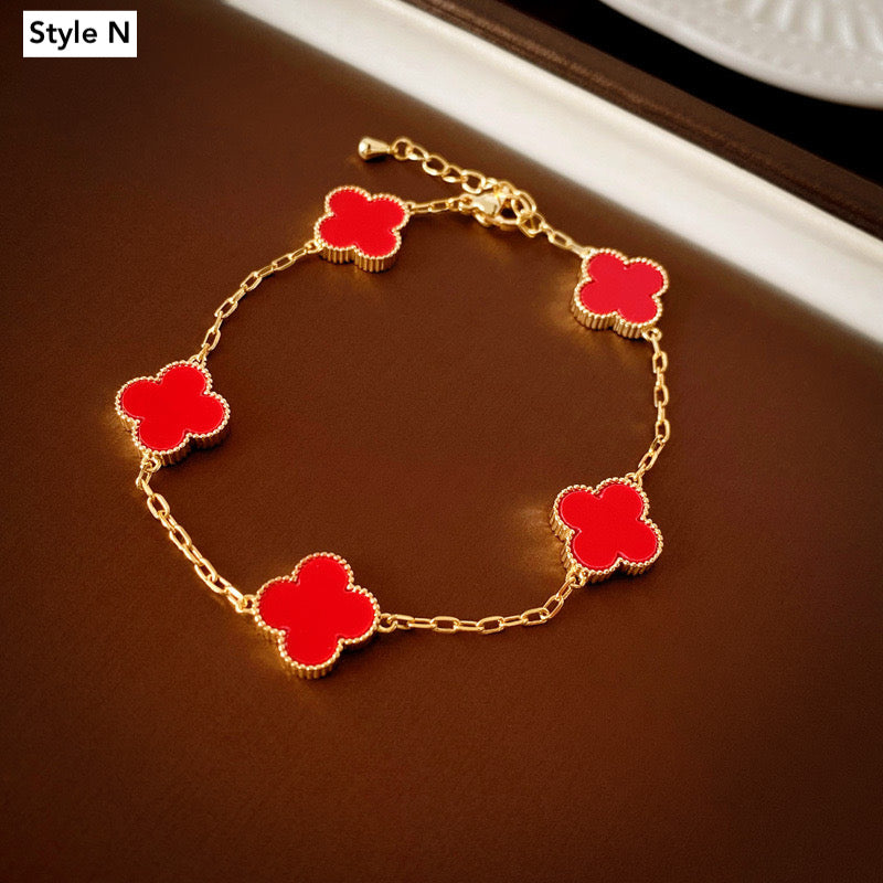 14K Gold Plated Four Leaf Clover Bracelet