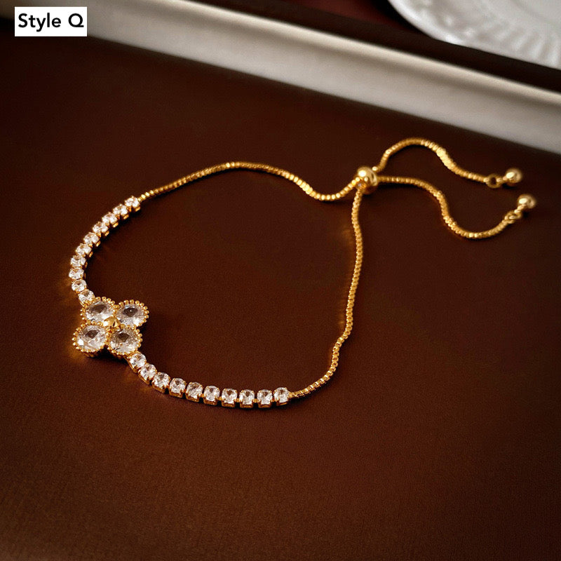 14K Gold Plated Four Leaf Clover Bracelet