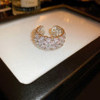 Sparkly Zircon Wide Band Silver Ring | A8558