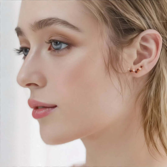 Natural Garnet Meteor Star Ear Climber Earrings