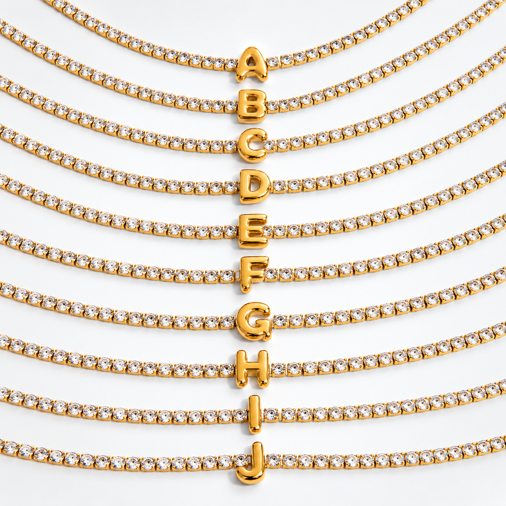 Alphabet Letter Waterproof Tennis Bracelet