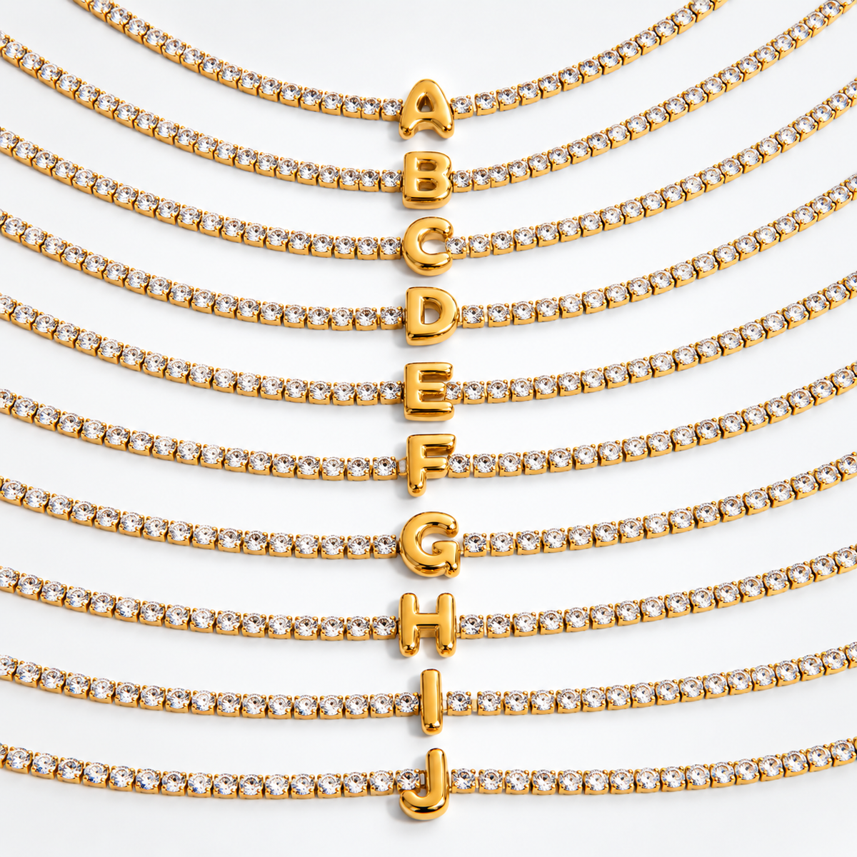 Alphabet Letter Waterproof Tennis Bracelet