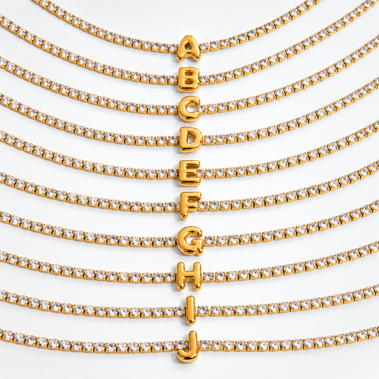 Alphabet Letter Waterproof Tennis Bracelet