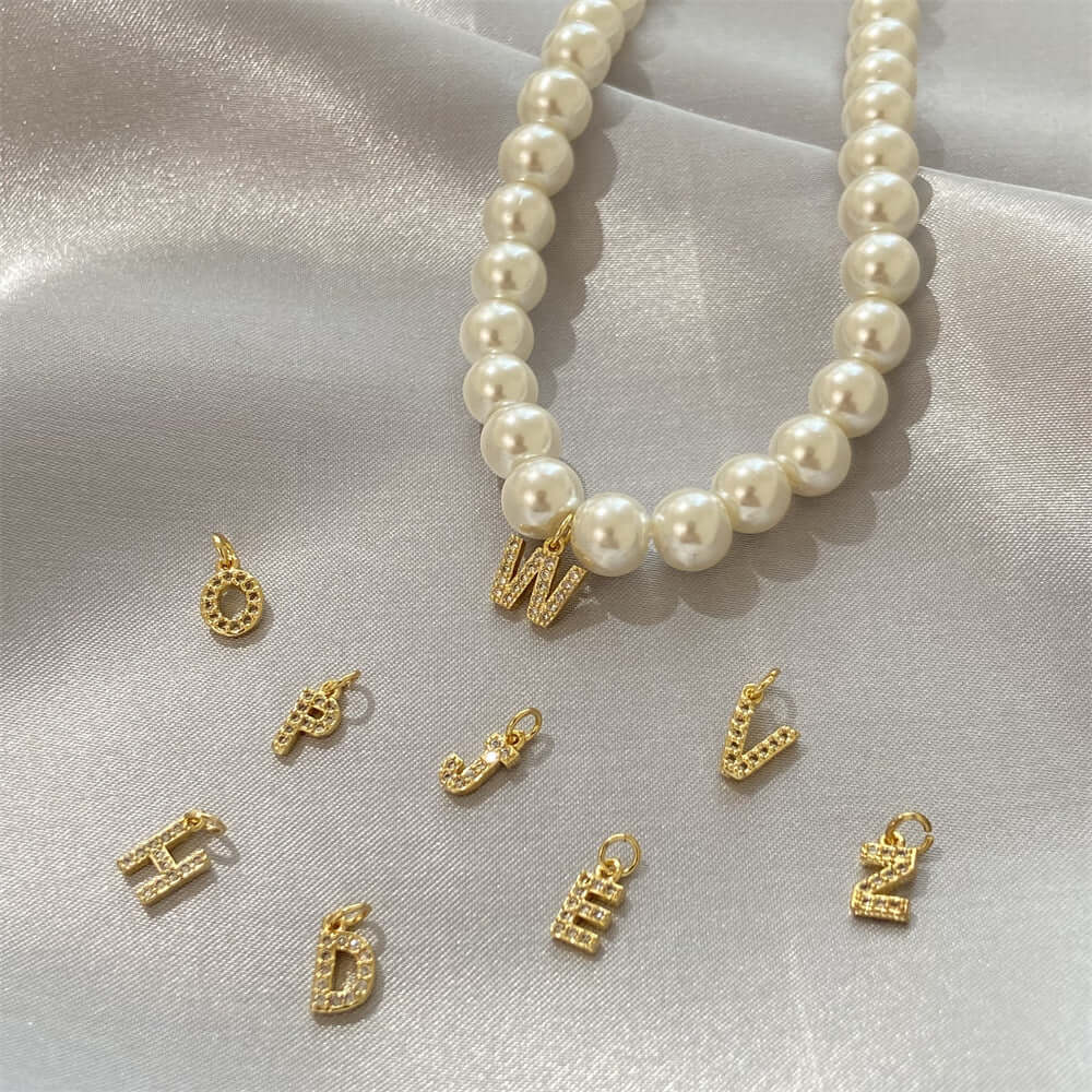 Alphabet Pendant Pearl Necklace