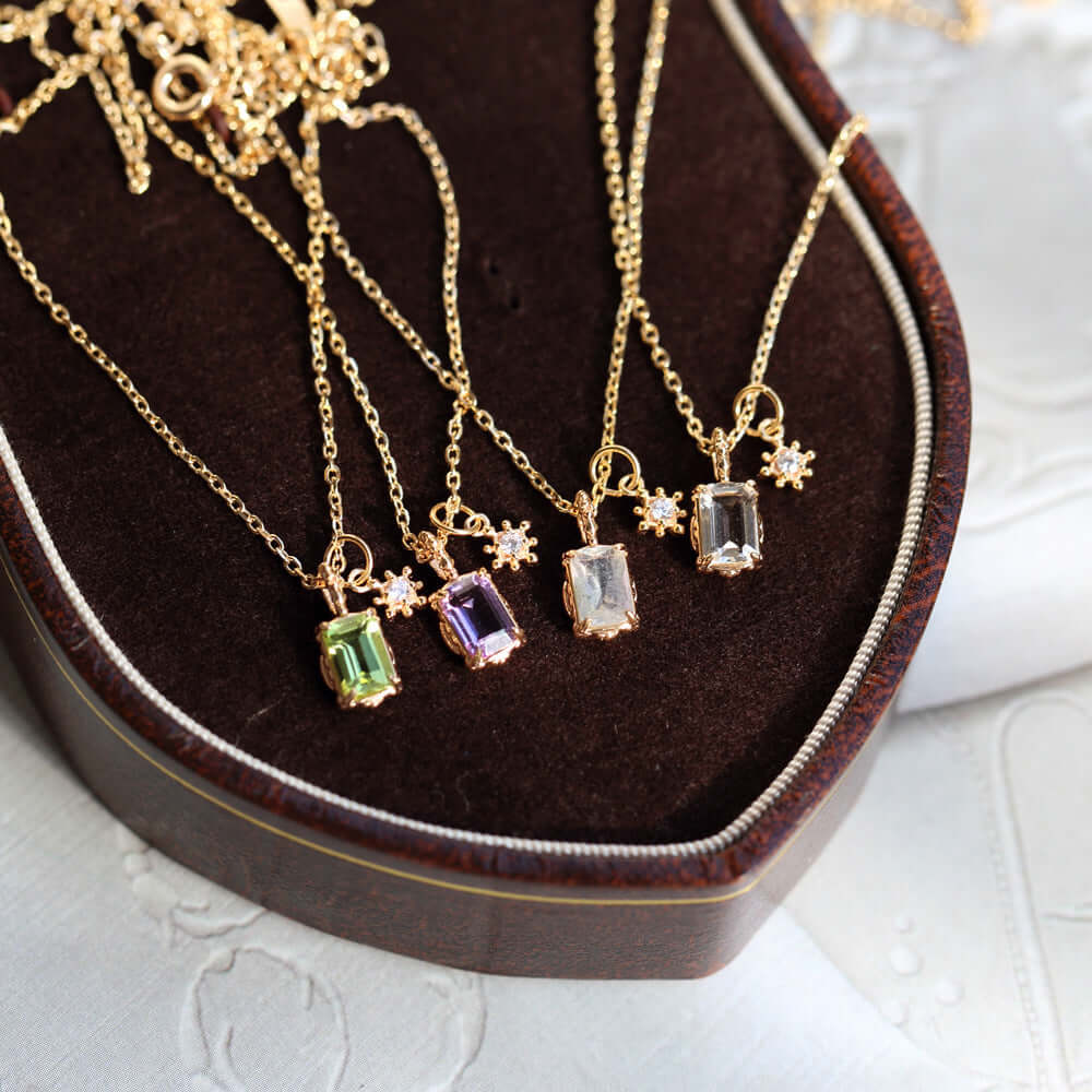 Amethyst Peridot Crystal Necklace 