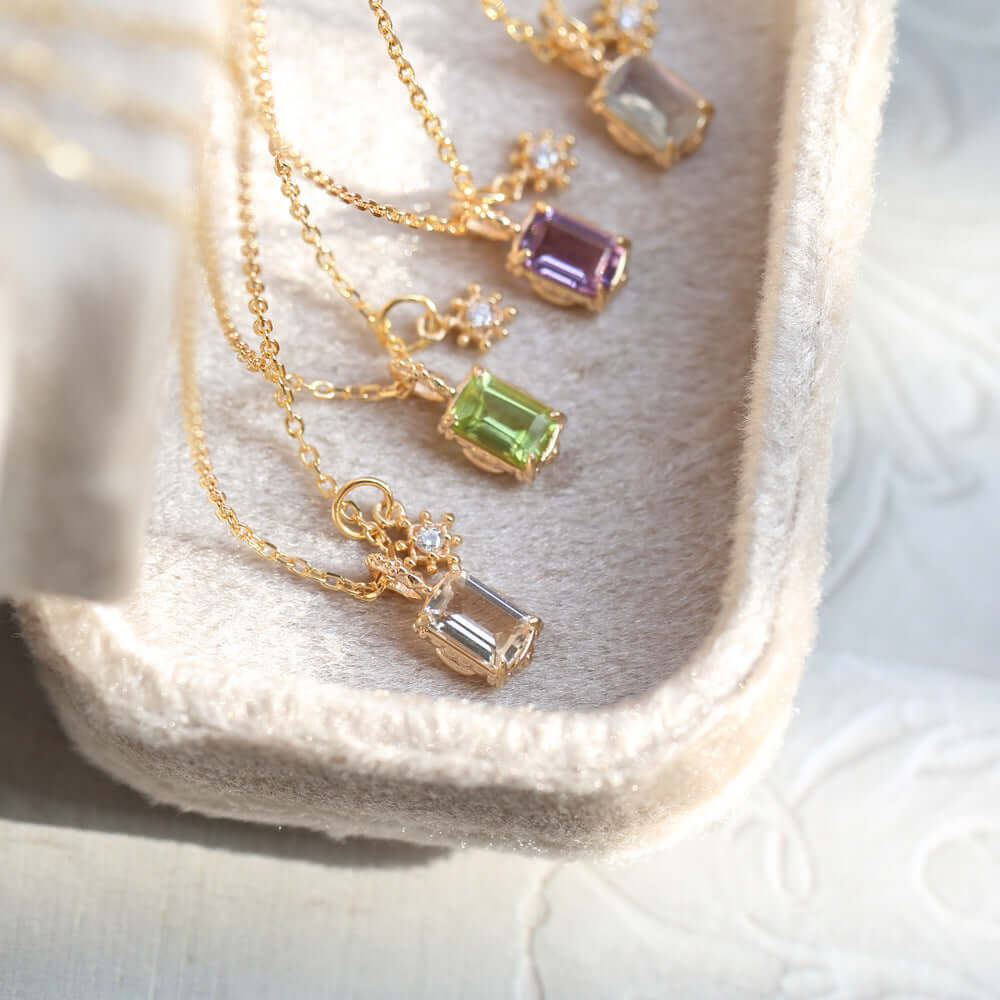 Make A Wish Amethyst Peridot Sandstone Pendant Necklace with Snowflake