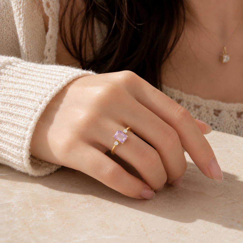 Baguette Ametrine Three Stone Ring