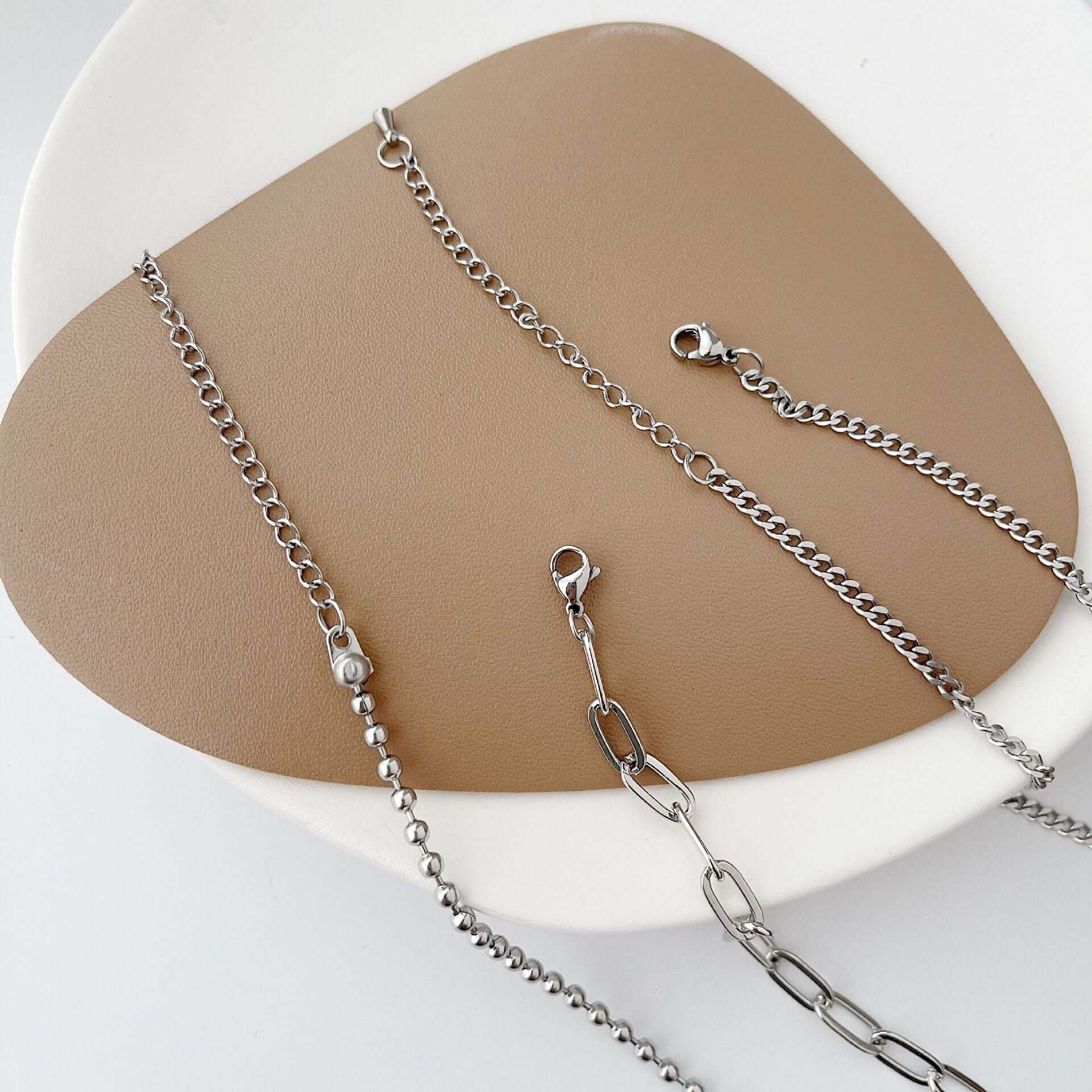 Asymmetric Silver Simple Layered Necklace