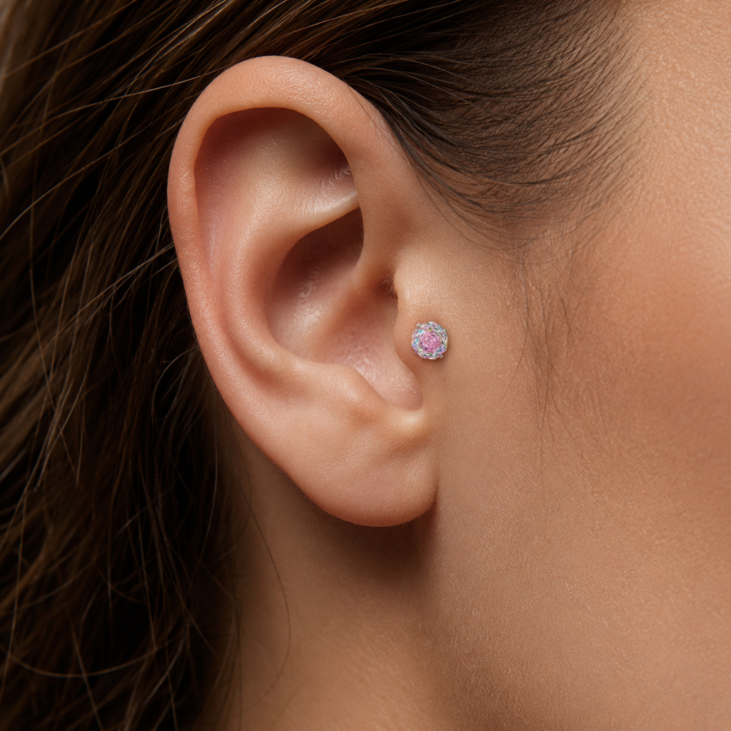 Aurora Rose-Cut CZ Flat Back Tragus Stud