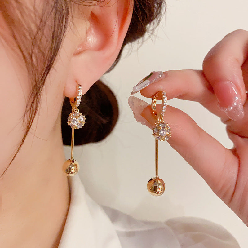 Gold Crystal Ball Earrings With Swarovski Crystals 14mm Dangle Ball Earrings  Disco Ball Earrings - Etsy