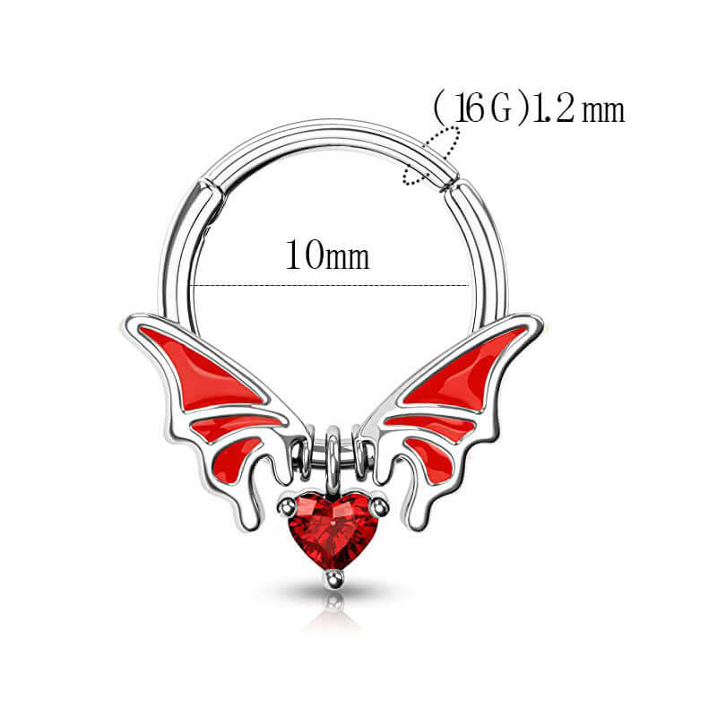 Angel Heart Goth Nose Ring Clicker